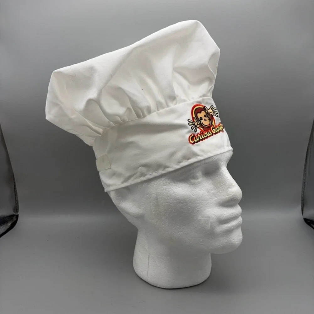 Curious George Live! Chef Hat Kids OS White Embroidered Costume Play Accessory